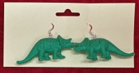 Triceratops Earrings, 1 Pair, Random Color, Soft Flexible Rubber